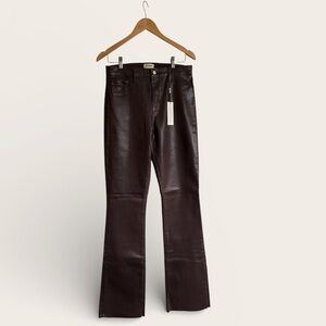 L'AGENCE High-Rise Coated Flare Jeans in Dark Brown
